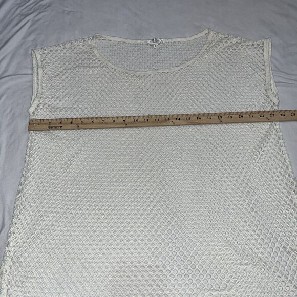 Elan Beach Small White Mesh Knit Sleeveless Top Cover-Up - Picture 6 of 6